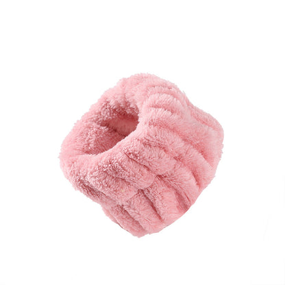 Solid Color Plush Wrist Strap Face Wash Flannel
