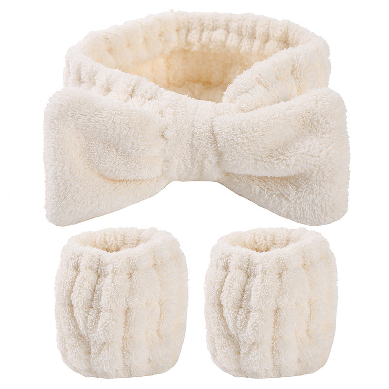 Solid Color Plush Wrist Strap Face Wash Flannel
